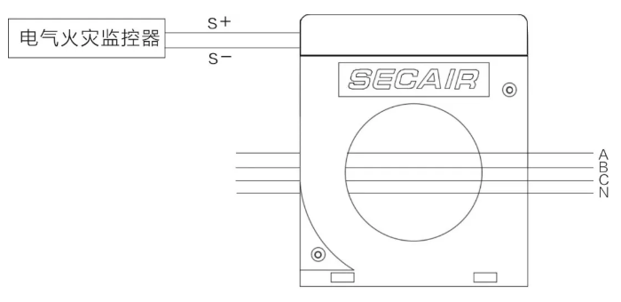 J-SCM41(160)剩余電流式<a href=http://www.fangjia001.com/dianqihuozai/ target=_blank class=infotextkey>電氣火災監控</a>探測器接線圖